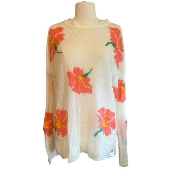Free As A Bird Distressed Sweater NWT - Size Large - Picture 1 of 9